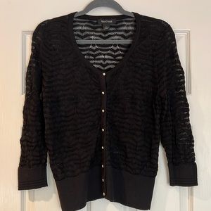 WHBM Black Lace Detail 3/4 Length Sleeved Sweater.